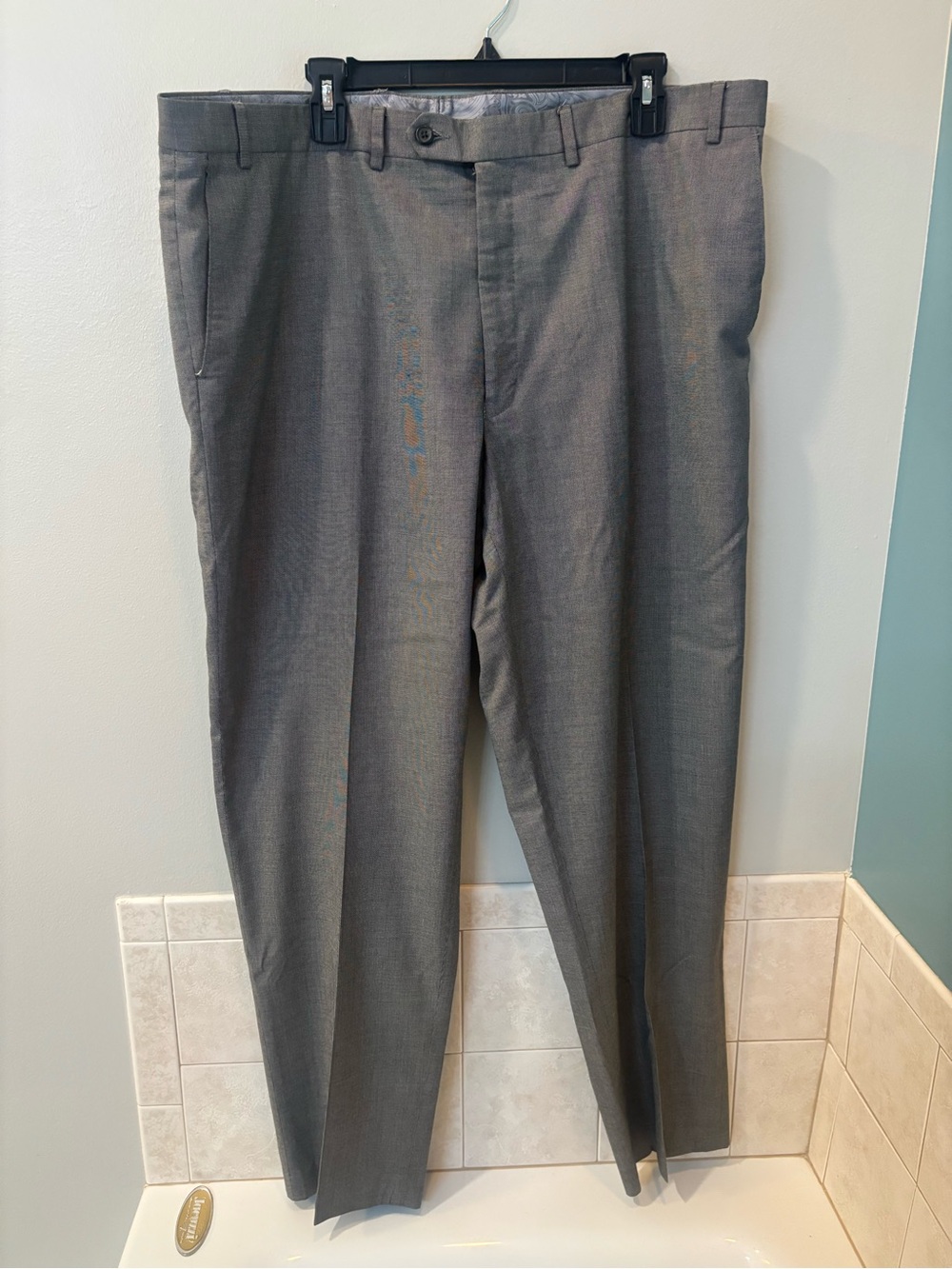 Men's Chaps Gray Dress Pants - Classic Flat Front size 42x32